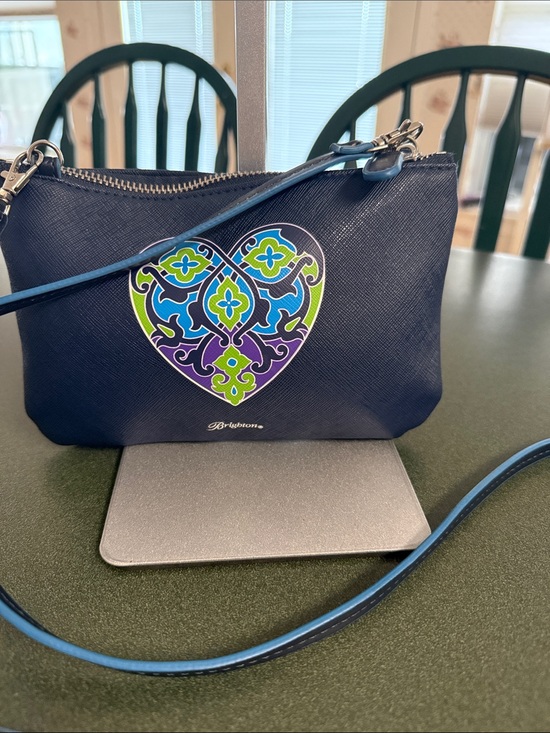 Brighton Handbags - Brighton Navy Crossbody with Multicolor Heart Medallion